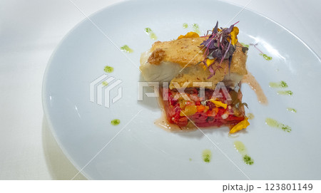 Cod Loin with Vegetables Cod Loin with Vegetables 123801149