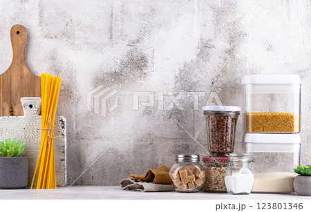 Kitchen counter top with cutting board Kitchen counter top with cutting board 123801346