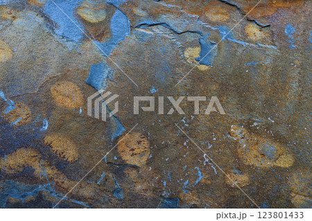 Rusty Metal Surface with Abstract Blue Accents Rusty Metal Surface with Abstract Blue Accents 123801433