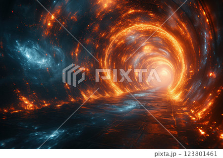 Using quantum tunnel, cosmic gateway is space gate for traveling through time AI Generative 123801461