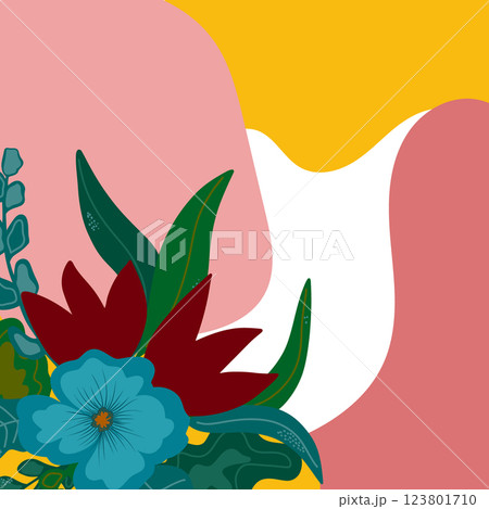 paper sticker on stylish background of flower 123801710