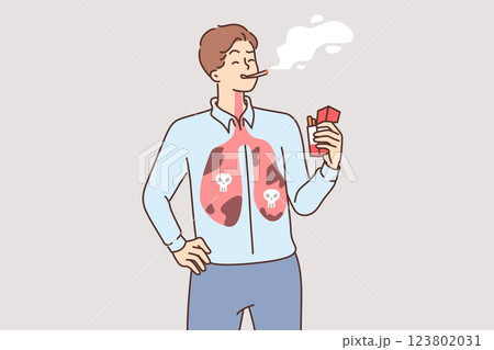 Smoking man with diseased lungs needs to get rid of bad habit that is destroying health Smoking man with diseased lungs needs to get rid of bad habit that is destroying health 123802031
