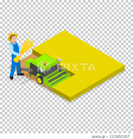 3D Isometric Flat Illustration of Wheat Manufacture Process. Item 3 3D Isometric Flat Illustration of Wheat Manufacture Process. Item 3 123802307