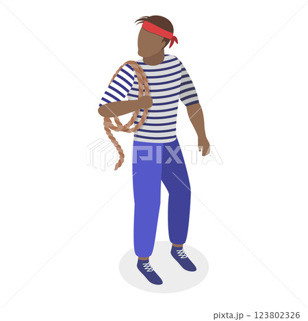 3D Isometric Flat  Set of Maritime Professions. Item 3 123802326