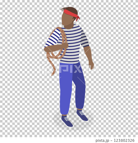 3D Isometric Flat  Set of Maritime Professions. Item 3 123802326