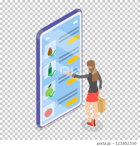 3D Isometric Flat  Illustration of Grocery Food Delivery. Item 1 123802330