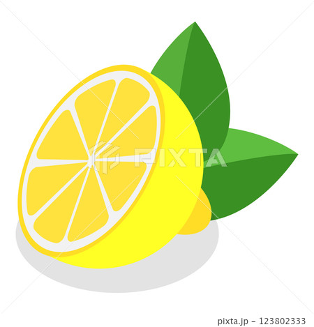 3D Isometric Flat  Set of Fruits. Item 9 123802333