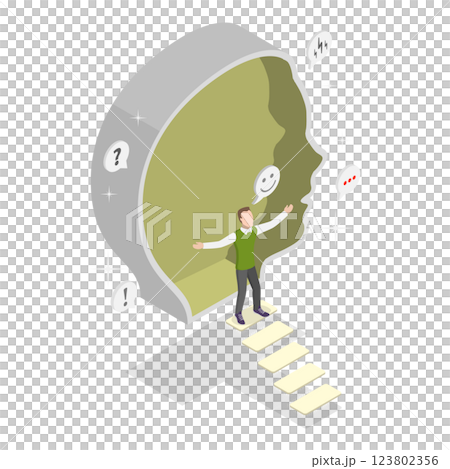 3D Isometric Flat  Illustration of Introvert Vs Extrovert. Item 1 123802356