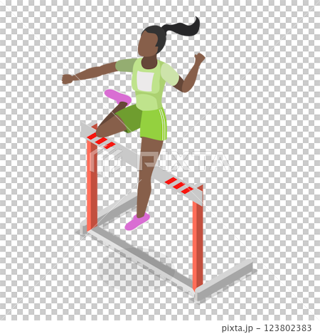 3D Isometric Flat  Illustration of Running With Barrier. Item 2 123802383