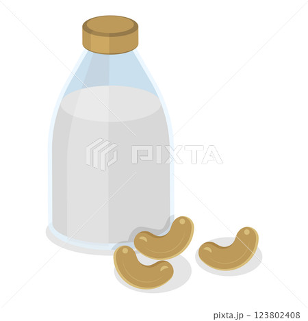 3D Isometric Flat Illustration of Vegan Milk. Item 2 3D Isometric Flat Illustration of Vegan Milk. Item 2 123802408