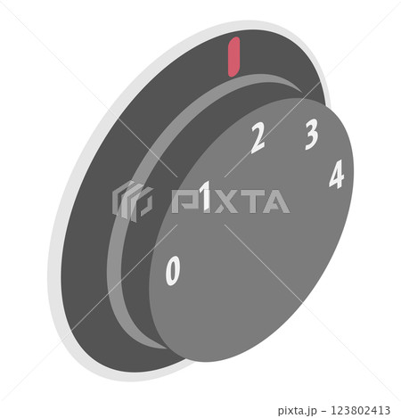 3D Isometric Flat  Set of Audio Mixer Dials. Item 2 123802413