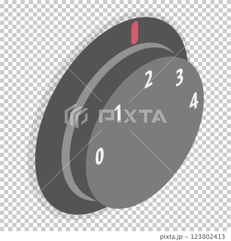 3D Isometric Flat  Set of Audio Mixer Dials. Item 2 123802413