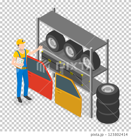3D Isometric Flat  Illustration of Auto Repair Services. Item 2 123802414