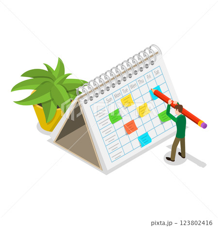 3D Isometric Flat Illustration of Planning Schedule. Item 3 3D Isometric Flat Illustration of Planning Schedule. Item 3 123802416