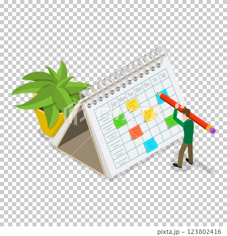 3D Isometric Flat Illustration of Planning Schedule. Item 3 3D Isometric Flat Illustration of Planning Schedule. Item 3 123802416