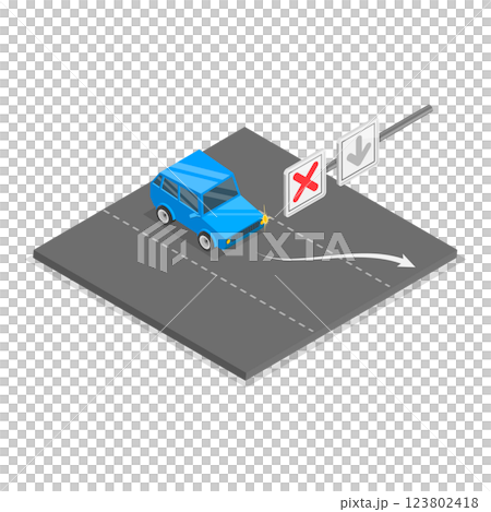 3D Isometric Flat Illustration of Reversible Lane. Item 2 3D Isometric Flat Illustration of Reversible Lane. Item 2 123802418