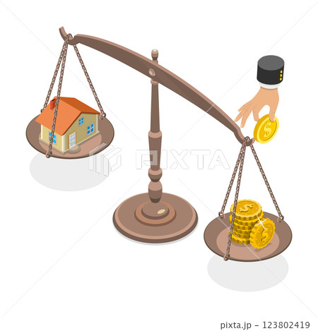 3D Isometric Flat  Illustration of Cost Of Living. Item 2 123802419