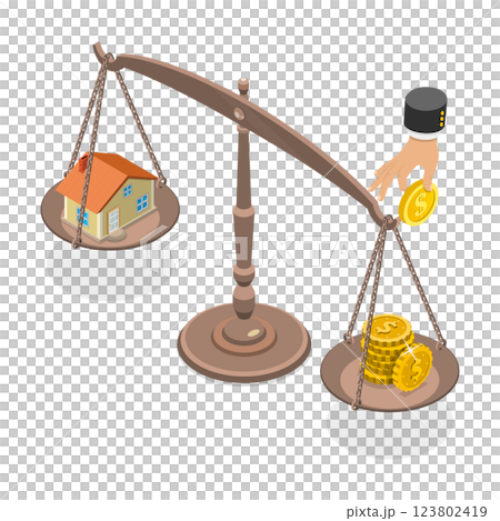 3D Isometric Flat  Illustration of Cost Of Living. Item 2 123802419