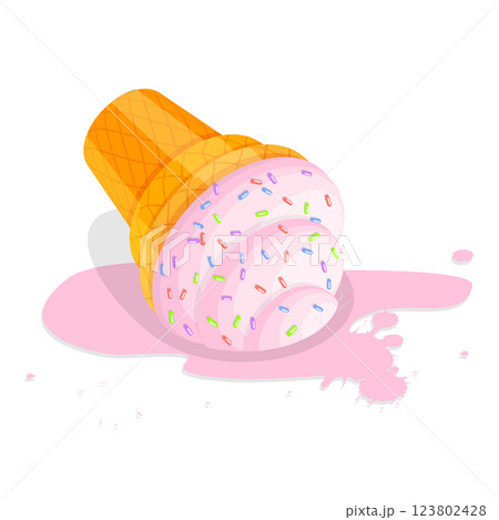 3D Isometric Flat  Illustration of Set of Fallen Ice Creams. Item 2 123802428