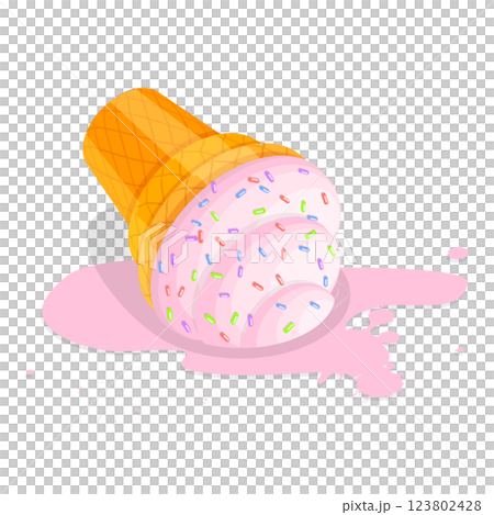 3D Isometric Flat  Illustration of Set of Fallen Ice Creams. Item 2 123802428
