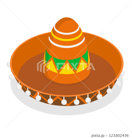 3D Isometric Flat  Set of Mexican Hats. Item 2 123802436