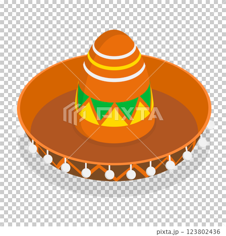 3D Isometric Flat  Set of Mexican Hats. Item 2 123802436