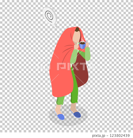 3D Isometric Flat Set of People In Pajamas. Item 2 3D Isometric Flat Set of People In Pajamas. Item 2 123802439