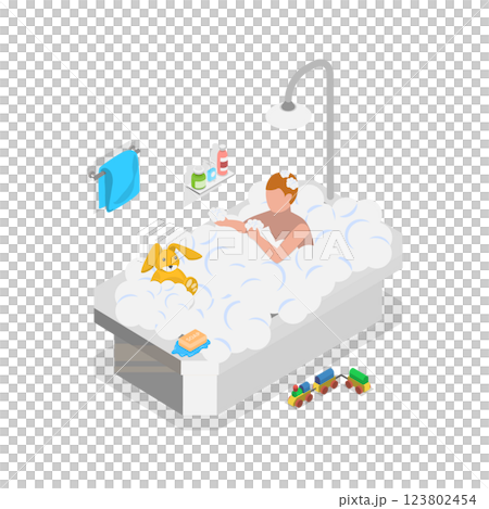 3D Isometric Flat  Illustration of Schoolchild Daily Routine. Item 2 123802454