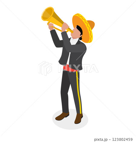 3D Isometric Flat  Illustration of Mariachi. Item 2 123802459