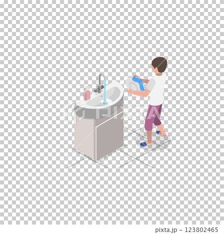 3D Isometric Flat Set of Family Household Activities. Item 2 3D Isometric Flat Set of Family Household Activities. Item 2 123802465