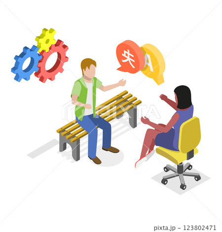 3D Isometric Flat Illustration of Online Translator. Item 2 3D Isometric Flat Illustration of Online Translator. Item 2 123802471