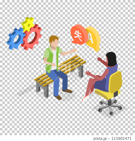 3D Isometric Flat  Illustration of Online Translator. Item 2 123802471
