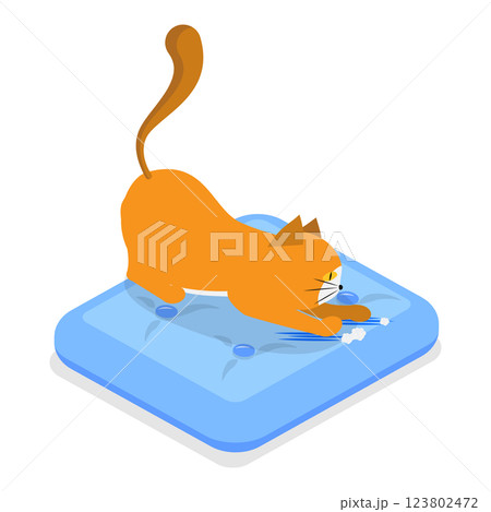 3D Isometric Flat  Illustration of Naughty Pets. Item 2 123802472