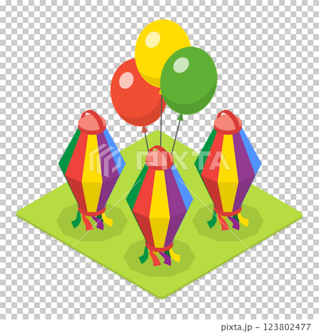 3D Isometric Flat  Illustration of Festa Junina. Item 2 123802477
