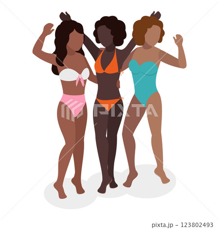 3D Isometric Flat Set of Women In Swimsuits. Item 2 3D Isometric Flat Set of Women In Swimsuits. Item 2 123802493