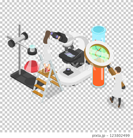 3D Isometric Flat Illustration of Genetic DNA Science. Item 3 3D Isometric Flat Illustration of Genetic DNA Science. Item 3 123802499