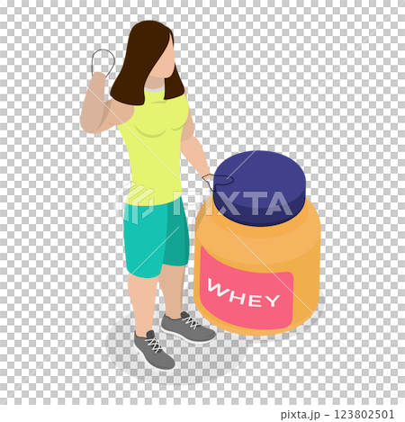 3D Isometric Flat Illustration of Fitness People. Item 6 3D Isometric Flat Illustration of Fitness People. Item 6 123802501
