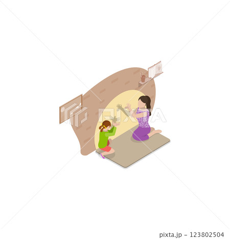 3D Isometric Flat  Illustration of Family Sparetime and Leisure. Item 2 123802504