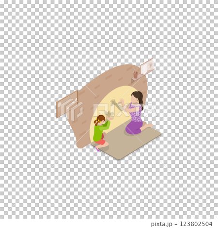 3D Isometric Flat  Illustration of Family Sparetime and Leisure. Item 2 123802504