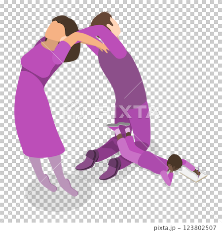 3D Isometric Flat  Set of English Alphabet with People. Item 11 123802507