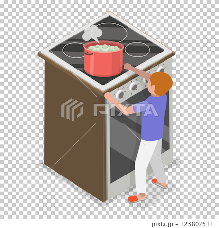 3D Isometric Flat  Illustration of Dangerous Situations With Kids. Item 2 123802511