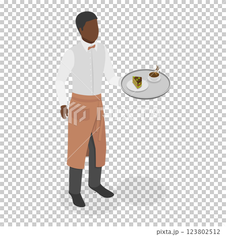 3D Isometric Flat Illustration of Restaurant Waiters. Item 1 3D Isometric Flat Illustration of Restaurant Waiters. Item 1 123802512