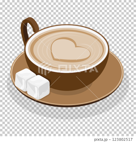 3D Isometric Flat  Set of Coffee Beverages. Item 3 123802517