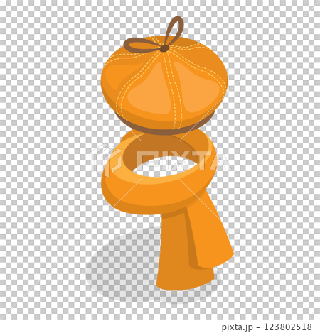 3D Isometric Flat  Set of Childish Knitted Accessories. Item 5 123802518