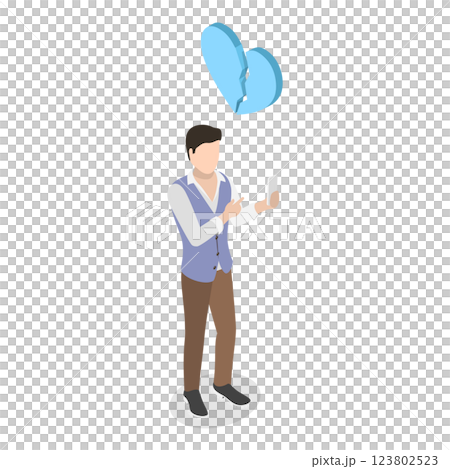 3D Isometric Flat  Illustration of Heartbreack. Item 1 123802523
