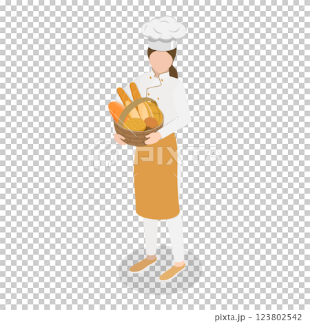 3D Isometric Flat  Illustration of Professional Baker. Item 2 123802542