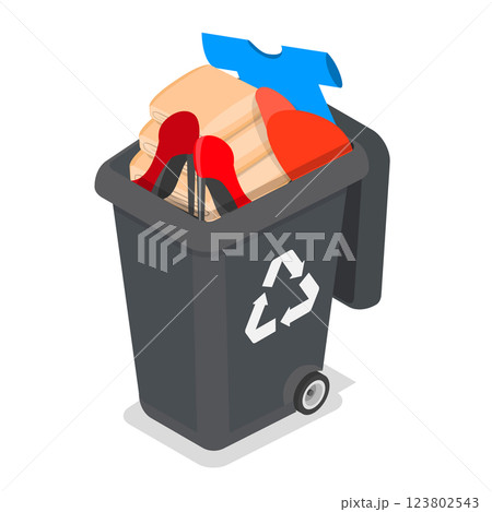 3D Isometric Flat  Illustration of Waste Management. Item 9 123802543