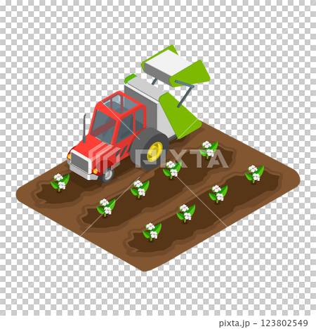 3D Isometric Flat Illustration of Cotton Farm. Item 2 3D Isometric Flat Illustration of Cotton Farm. Item 2 123802549