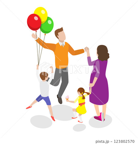 3D Isometric Flat  Illustration of Happy Family Set. Item 2 123802570