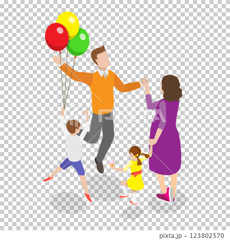 3D Isometric Flat  Illustration of Happy Family Set. Item 2 123802570